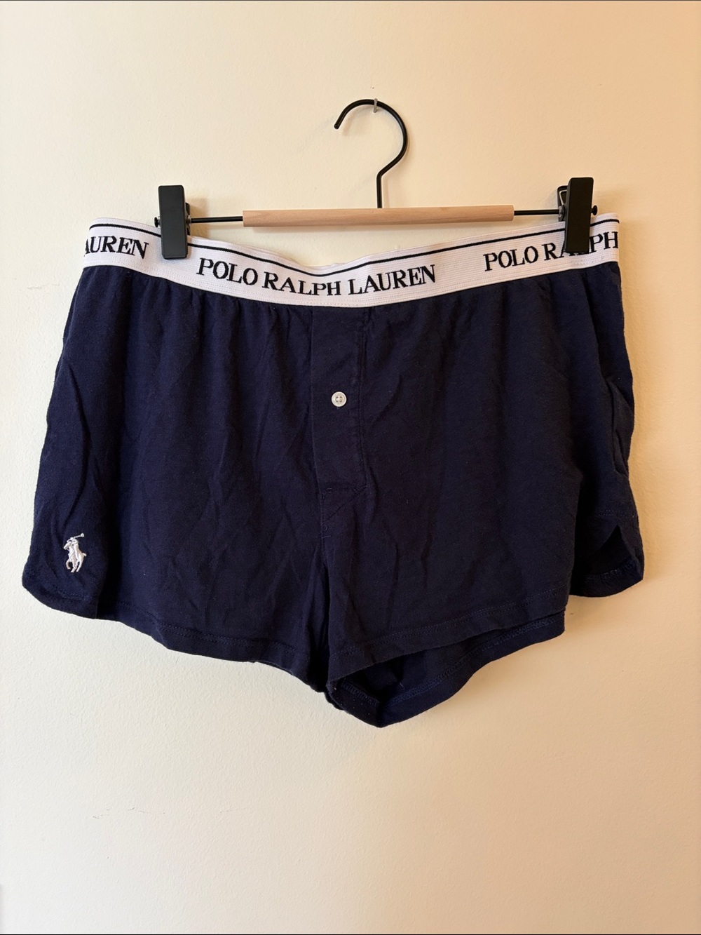 Polo by Ralph Lauren Navy Women PJ Boxer Shorts with White Branded Waistband